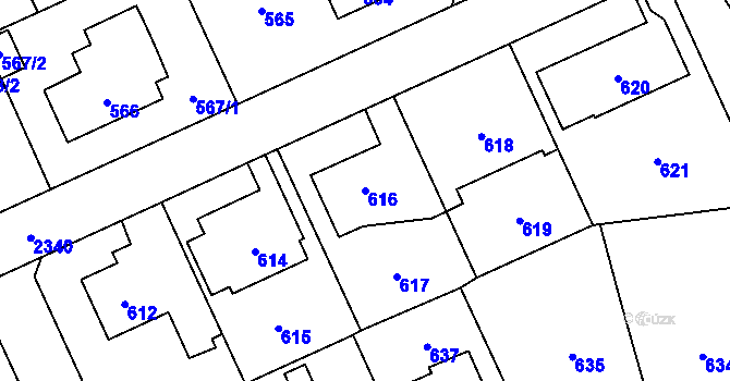 Parcela st. 616 v KÚ Suchdol, Katastrální mapa