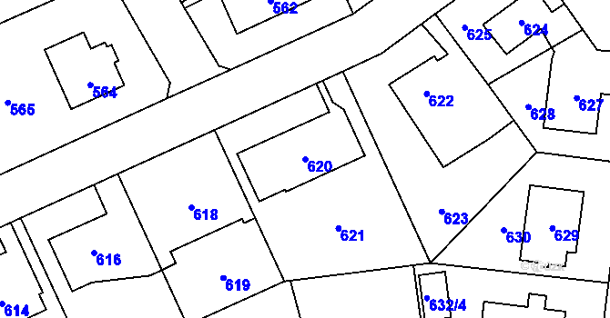 Parcela st. 620 v KÚ Suchdol, Katastrální mapa