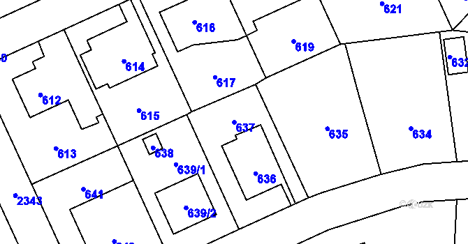 Parcela st. 637 v KÚ Suchdol, Katastrální mapa