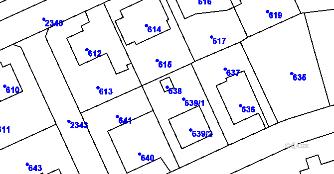 Parcela st. 638 v KÚ Suchdol, Katastrální mapa
