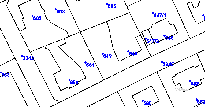 Parcela st. 649 v KÚ Suchdol, Katastrální mapa