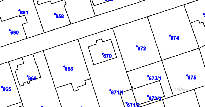 Parcela st. 670 v KÚ Suchdol, Katastrální mapa