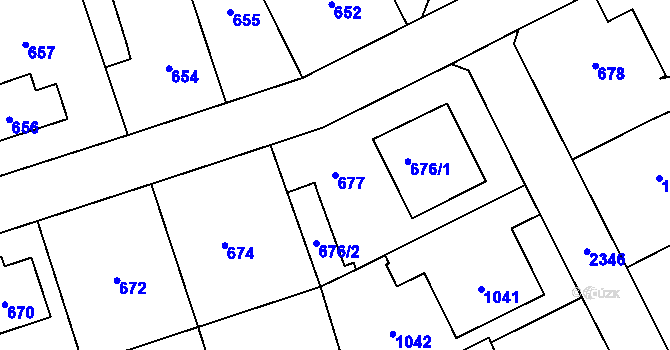 Parcela st. 677 v KÚ Suchdol, Katastrální mapa