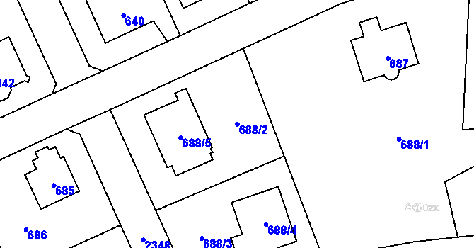 Parcela st. 688/2 v KÚ Suchdol, Katastrální mapa