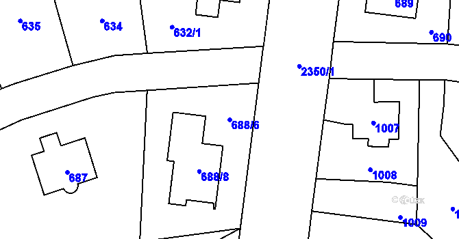 Parcela st. 688/6 v KÚ Suchdol, Katastrální mapa
