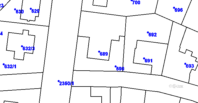 Parcela st. 689 v KÚ Suchdol, Katastrální mapa
