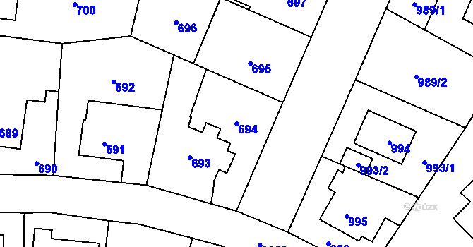 Parcela st. 694 v KÚ Suchdol, Katastrální mapa