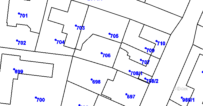 Parcela st. 706 v KÚ Suchdol, Katastrální mapa