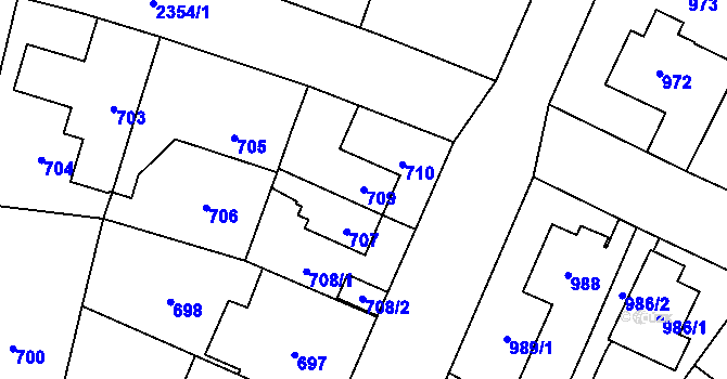 Parcela st. 709 v KÚ Suchdol, Katastrální mapa