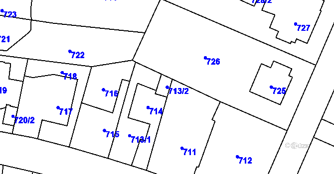 Parcela st. 713/2 v KÚ Suchdol, Katastrální mapa