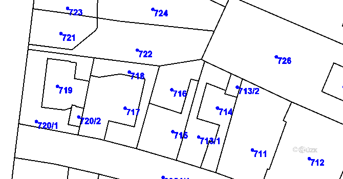 Parcela st. 716 v KÚ Suchdol, Katastrální mapa