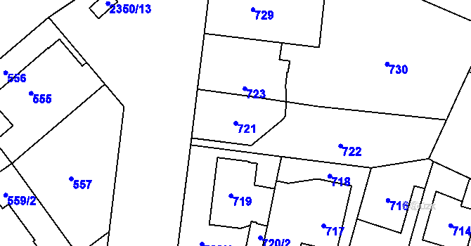 Parcela st. 721 v KÚ Suchdol, Katastrální mapa