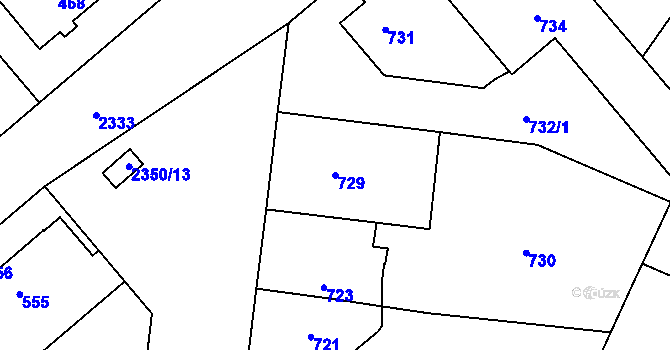 Parcela st. 729 v KÚ Suchdol, Katastrální mapa