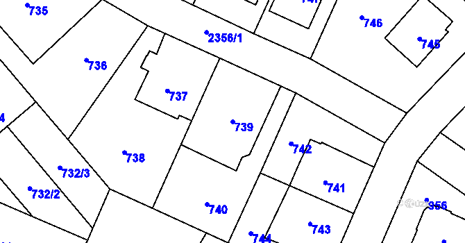 Parcela st. 739 v KÚ Suchdol, Katastrální mapa