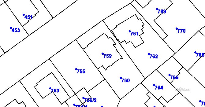Parcela st. 759 v KÚ Suchdol, Katastrální mapa