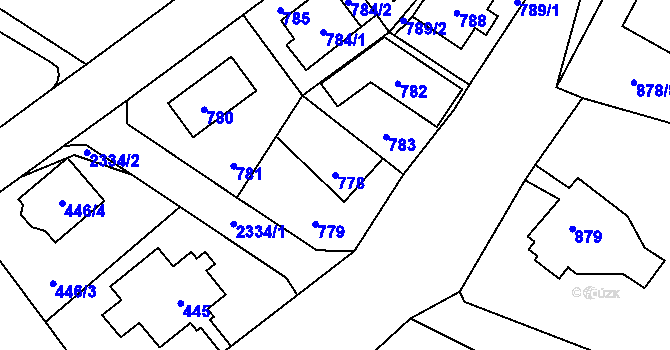 Parcela st. 778 v KÚ Suchdol, Katastrální mapa