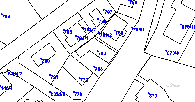 Parcela st. 782 v KÚ Suchdol, Katastrální mapa