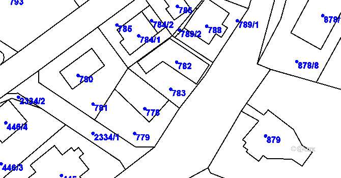 Parcela st. 783 v KÚ Suchdol, Katastrální mapa