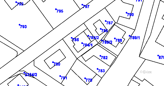 Parcela st. 784/1 v KÚ Suchdol, Katastrální mapa