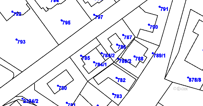 Parcela st. 784/2 v KÚ Suchdol, Katastrální mapa