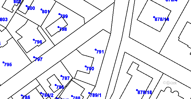 Parcela st. 791 v KÚ Suchdol, Katastrální mapa