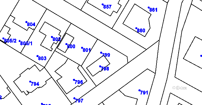 Parcela st. 799 v KÚ Suchdol, Katastrální mapa