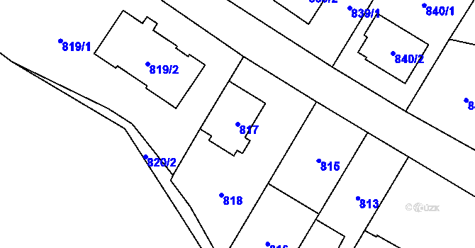Parcela st. 817 v KÚ Suchdol, Katastrální mapa
