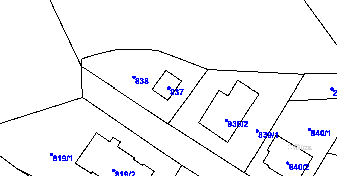 Parcela st. 837 v KÚ Suchdol, Katastrální mapa