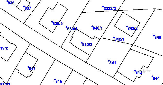 Parcela st. 840/2 v KÚ Suchdol, Katastrální mapa