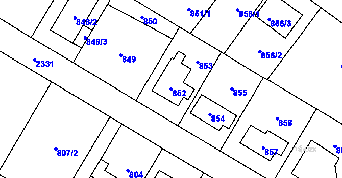 Parcela st. 852 v KÚ Suchdol, Katastrální mapa