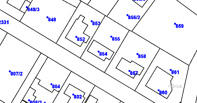 Parcela st. 854 v KÚ Suchdol, Katastrální mapa
