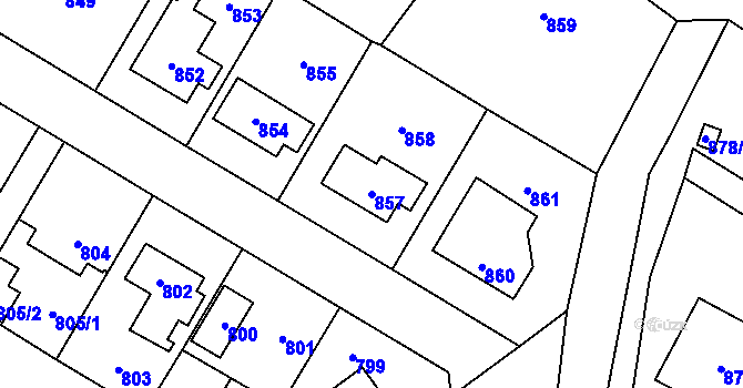 Parcela st. 857 v KÚ Suchdol, Katastrální mapa