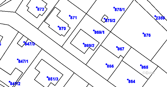 Parcela st. 869/2 v KÚ Suchdol, Katastrální mapa
