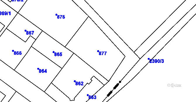 Parcela st. 877 v KÚ Suchdol, Katastrální mapa