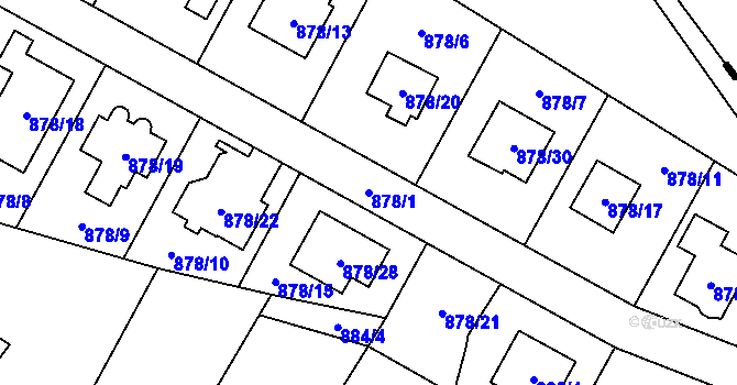 Parcela st. 878/1 v KÚ Suchdol, Katastrální mapa