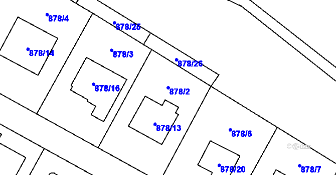 Parcela st. 878/2 v KÚ Suchdol, Katastrální mapa