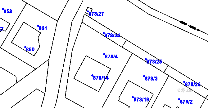 Parcela st. 878/4 v KÚ Suchdol, Katastrální mapa