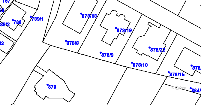 Parcela st. 878/9 v KÚ Suchdol, Katastrální mapa