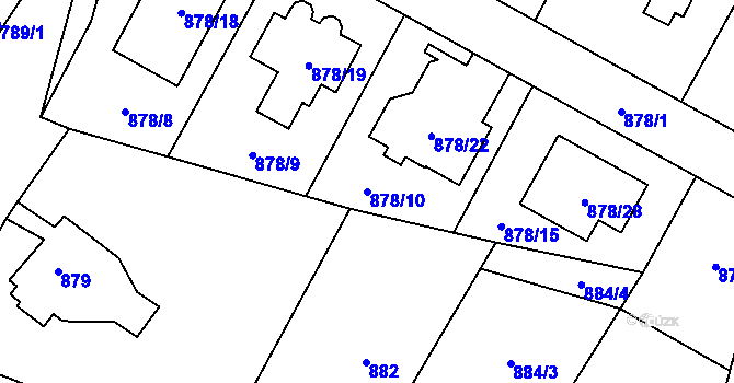 Parcela st. 878/10 v KÚ Suchdol, Katastrální mapa
