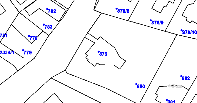 Parcela st. 879 v KÚ Suchdol, Katastrální mapa