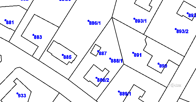 Parcela st. 887 v KÚ Suchdol, Katastrální mapa