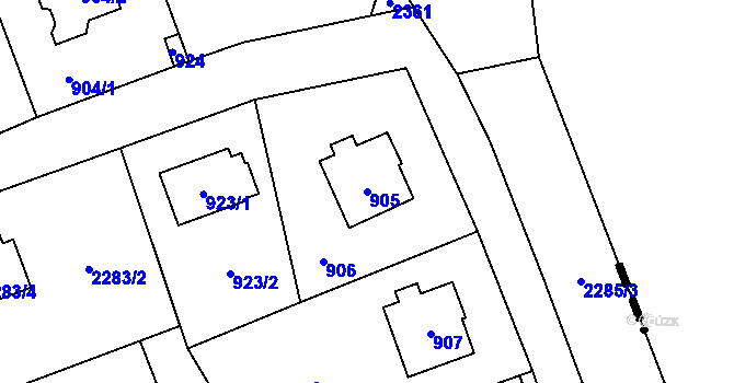 Parcela st. 905 v KÚ Suchdol, Katastrální mapa