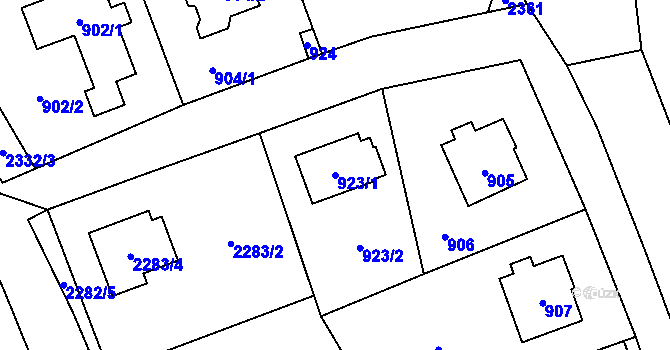 Parcela st. 923/1 v KÚ Suchdol, Katastrální mapa