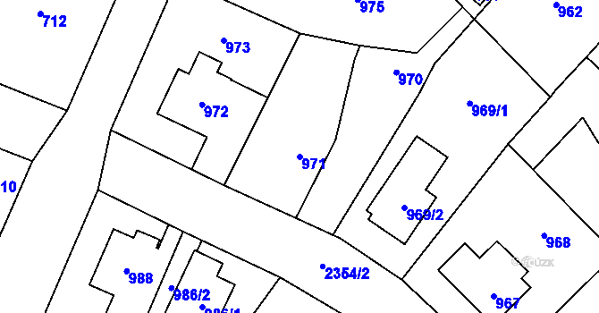 Parcela st. 971 v KÚ Suchdol, Katastrální mapa