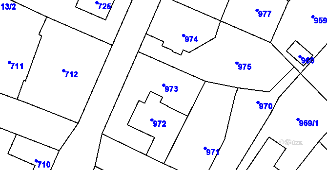 Parcela st. 973 v KÚ Suchdol, Katastrální mapa
