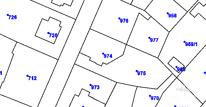Parcela st. 974 v KÚ Suchdol, Katastrální mapa