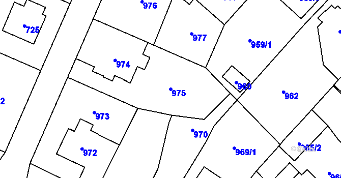 Parcela st. 975 v KÚ Suchdol, Katastrální mapa