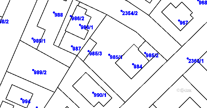 Parcela st. 985 v KÚ Suchdol, Katastrální mapa