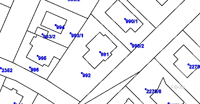 Parcela st. 991 v KÚ Suchdol, Katastrální mapa