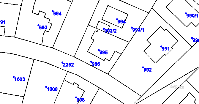 Parcela st. 995 v KÚ Suchdol, Katastrální mapa